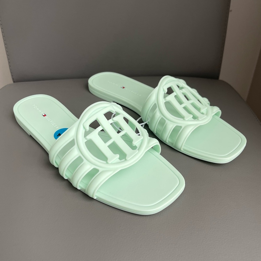Tommy Hilfiger Jelly Slide Sandals Mint Green Women’s Size 10